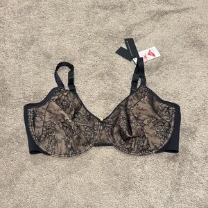 Curvy Couture Black and Tan Lace Bra